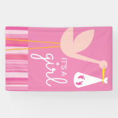 Het is een meisje | Roze strips en strips Spandoek (Horizontaal)