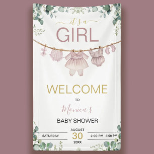 Het Is Een Meisje Roze Waterverf Baby Shower Welko Spandoek