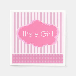 Het is een meisje roze wolk en strepen Baby shower Servet