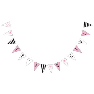 Het Is Een Meisje Roze Zwart Wit Gestreepte Baby S Vlaggetjes