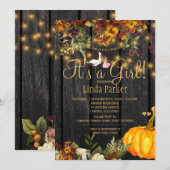 Het is een meisje rustieke herfst pompoen baby mei kaart (Voorkant / Achterkant)