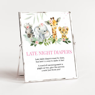 Het is een meisje Safari Dieren Late Night Luiers Poster