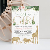 Het is een meisje safari gouden Baby shower Kaart