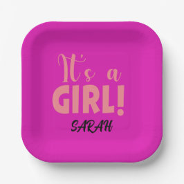 Het is een meisje Sarah Papieren Bordje