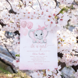 Het is een meisje schattig olifant & ballon Baby s Kaart