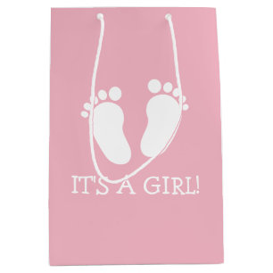 Het is een meisje schattige babyvoetjes babyshower medium cadeauzakje
