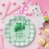Het is een meisje Schattige Pastel Green Gingham B Papieren Bordje (Feest)