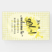 Het is een meisje Schattige Pastel Yellow Gingham  Spandoek (Horizontaal)