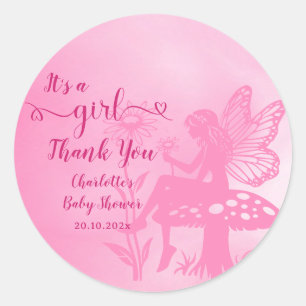Het is een meisje! Sprookjesachtige paddestoel en Ronde Sticker