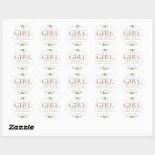 Het Is Een Meisje Stof Roze Groene Baby Shower Ronde Sticker (Vel)