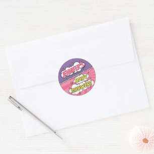 Het is een meisje stripboek superhelden baby showe ronde sticker