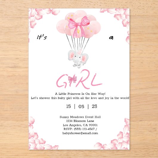 Het is een meisje.Sweet babyshower Acryl Uitnodigingen (Voorkant)