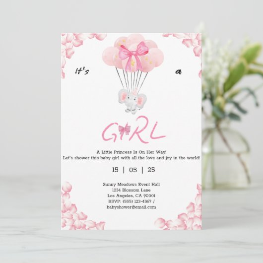 Het is een meisje.Sweet babyshower Kaart (Staand voorkant)