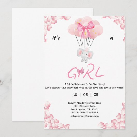 Het is een meisje.Sweet babyshower Kaart (Voorkant / Achterkant)