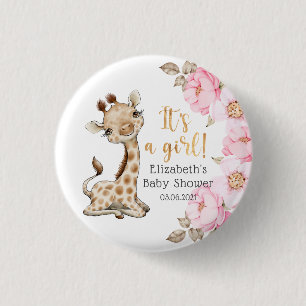 Het is een meisje! Sweet Giraffe Baby shower Ronde Button 3,2 Cm