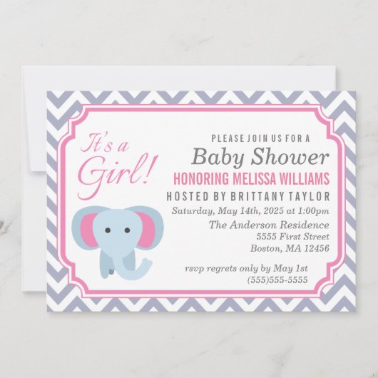 Het is een meisje! uitnodiging tot baby shower (Voorkant)