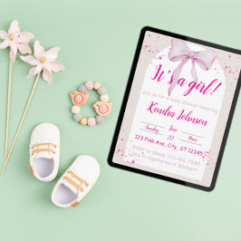 Het is een meisje waterverf boog, minimalistisch b kaart