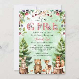 Het is een meisje Woodland Animals Baby shower Kaart