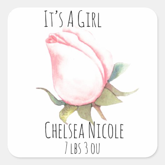 Het is een meisjesenvelopzegel vierkante sticker (Voorkant)