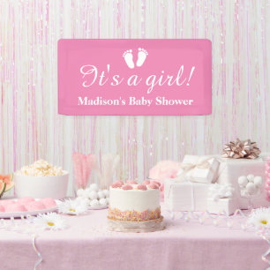 Het is een meisjesnaamroze baby shower banner