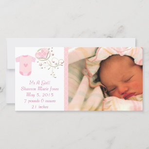 Het is een meisjesroze Argyle Cute New Baby Announ Aankondiging