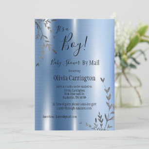 Het is een metallisch Baby shower van een jongen p Kaart