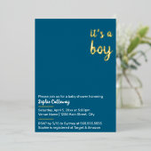 Het is een minimalistisch Baby shower Folie Uitnodiging (Staand Voorkant)