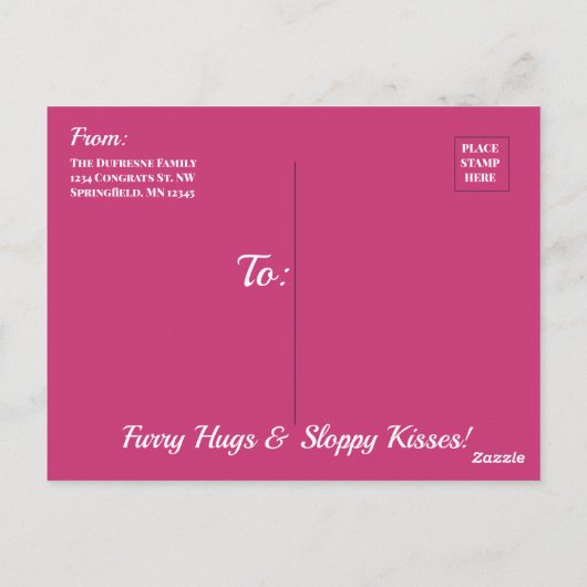 Het is een "New Pet" aankondiging Briefkaart (Achterkant)