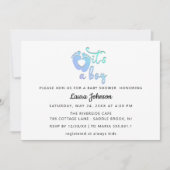 Het is een nieuwe babyschoenenblauw waarmee je een kaart (Voorkant)