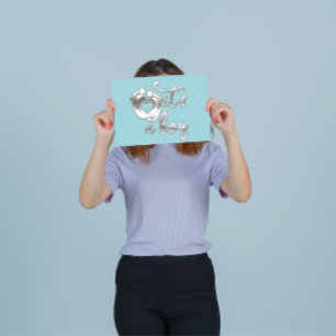 Het is een nieuwe babyschoentjes blauw, zilver kaart