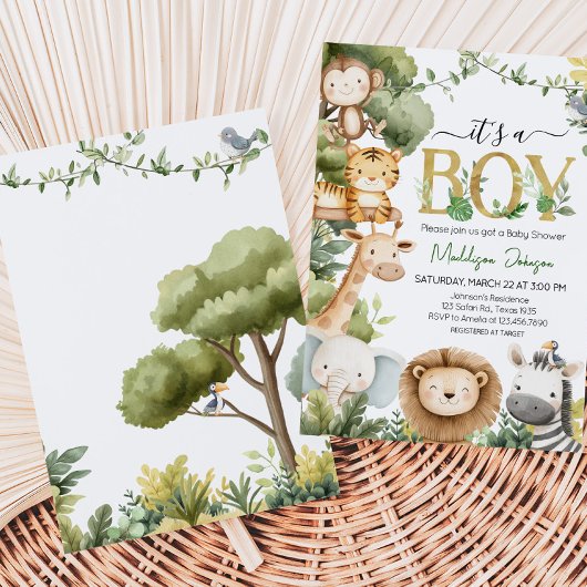 Het is een Oerwoud Safari Animal Baby shower Kaart