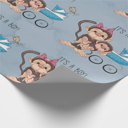 Het is een padvinder-aap Baby shower Cadeaupapier (Hoek)