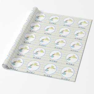 Het is een padvinder die Baby shower draagt. Cadeaupapier