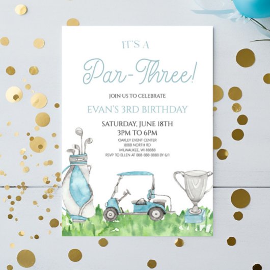Het is een par-drie! Blue Golf 3e verjaardag Kaart