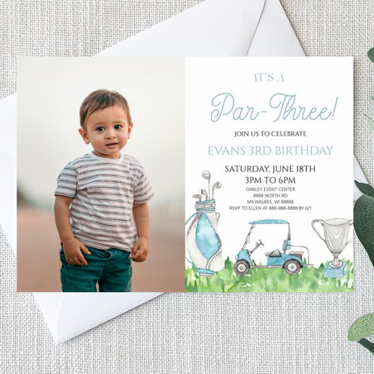 Het is een par-drie! Blue Golf 3e verjaardag Kaart