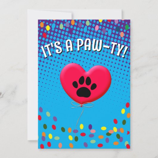 Het is een Paw-Ty Dog Party gradiëntuitnodiging Kaart (Voorkant)