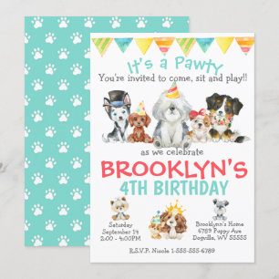 Het is een Pawty Puppy Party Birthday Kaart