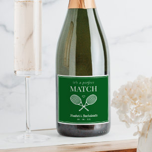 Het is een perfecte match Tennis Bachelorette Sparkling Wijnetiket