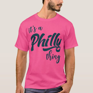 Het is een Philly  stijl typografie Midnight Green T-shirt