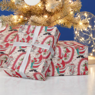 Het is een Retro Kerstmis.  Cadeaupapier