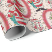 Het is een Retro Kerstmis.  Cadeaupapier (Rol Hoek)