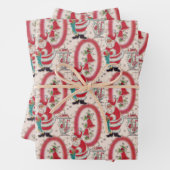 Het is een Retro Kerstmis. Inpakpapier Vel (In situ)