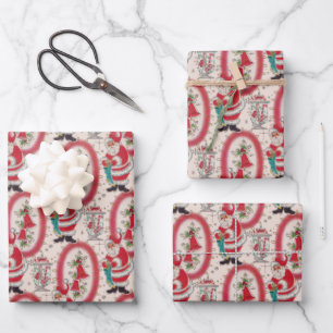 Het is een Retro Kerstmis. Inpakpapier Vel