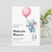 Het is een roze ballon, schattig baby shower van o kaart (Staand voorkant)