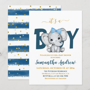 Het is een Schattig Baby-olifant Baby shower Invi Kaart