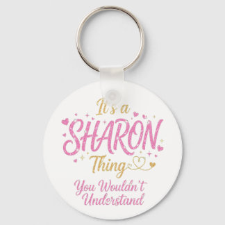 Het is een Sharon-ding Roze Goud Vrouwen Cadeau Sleutelhanger