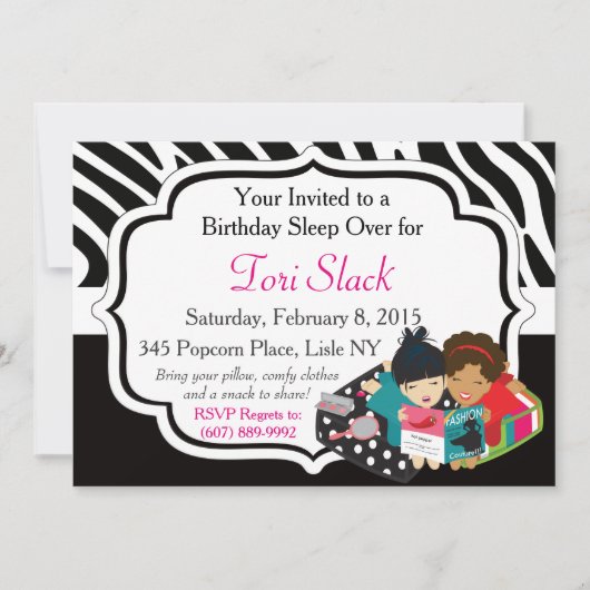 Het is een Slumber Party. Kaart (Voorkant)