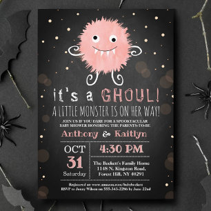 Het is een spook! Kleine monster Halloween baby sh Kaart