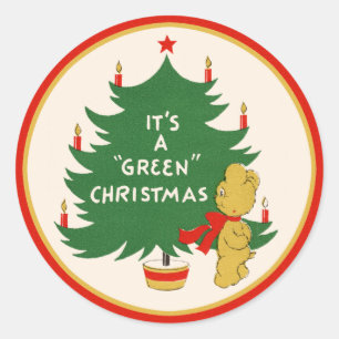 "Het is een Sticker met groene kerst"
