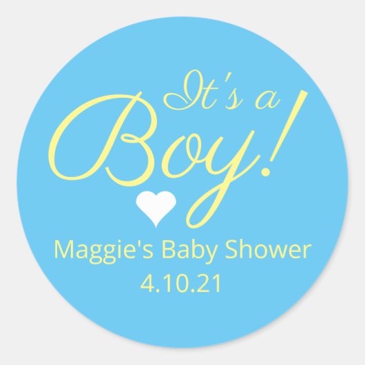 Het is een Sticker van een Baby shower. (Voorkant)